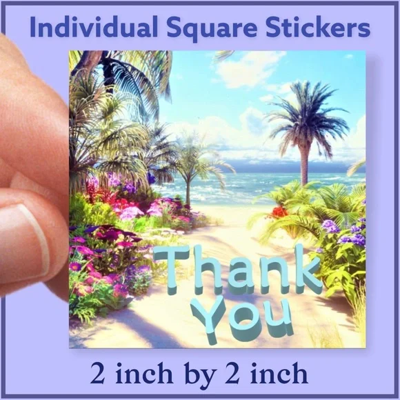 200 (2x2 Inch) Square Stickers, Road Beach, High Gloss, Thank You PRICE IS FIRM - Picture 1 of 2